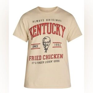 New KFC Logo Cream Red Cotton Graphic Tee Mens size 2XL Short Sleeves Kentucky